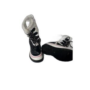 Totes Winter Sz 13 Youth White Black Faux Fur Zipper Snow Boots GREAT